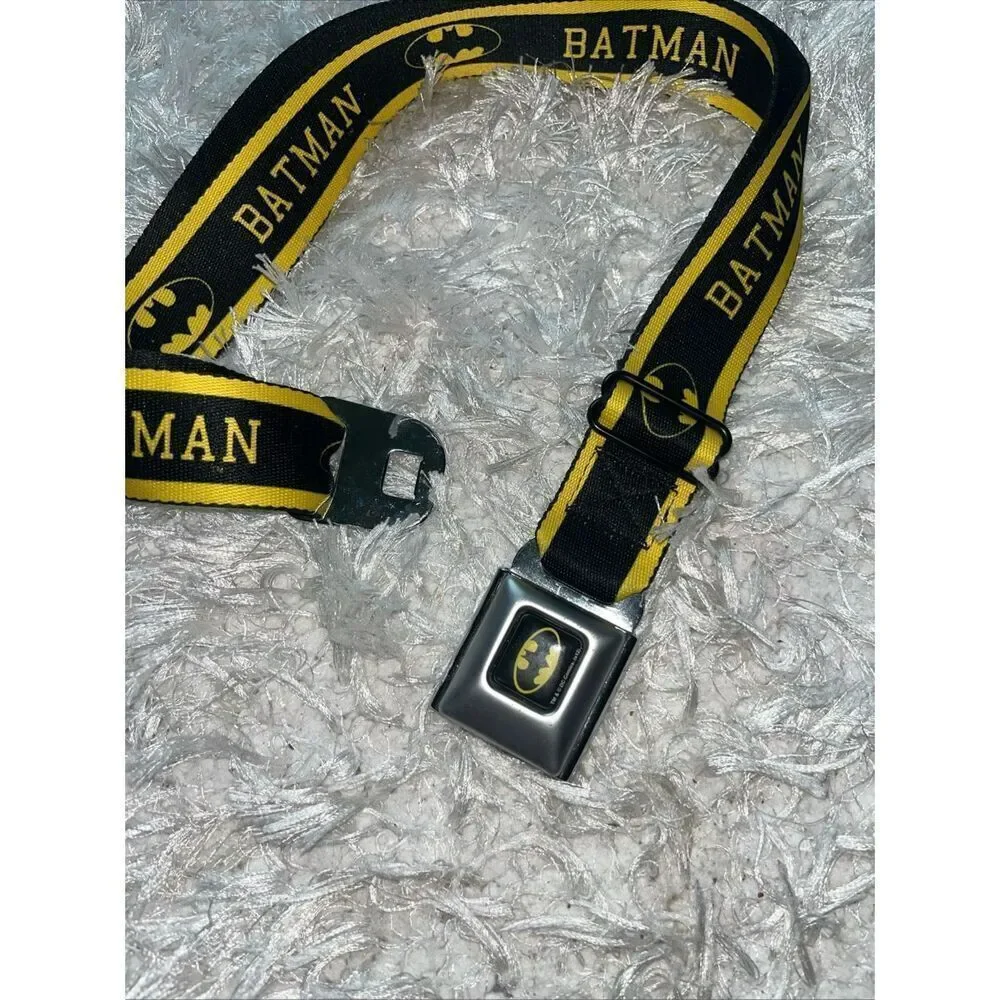 Batman DC Comics Black Yellow Licensed Seatbelt Seat Belt Style Men Buckle Down